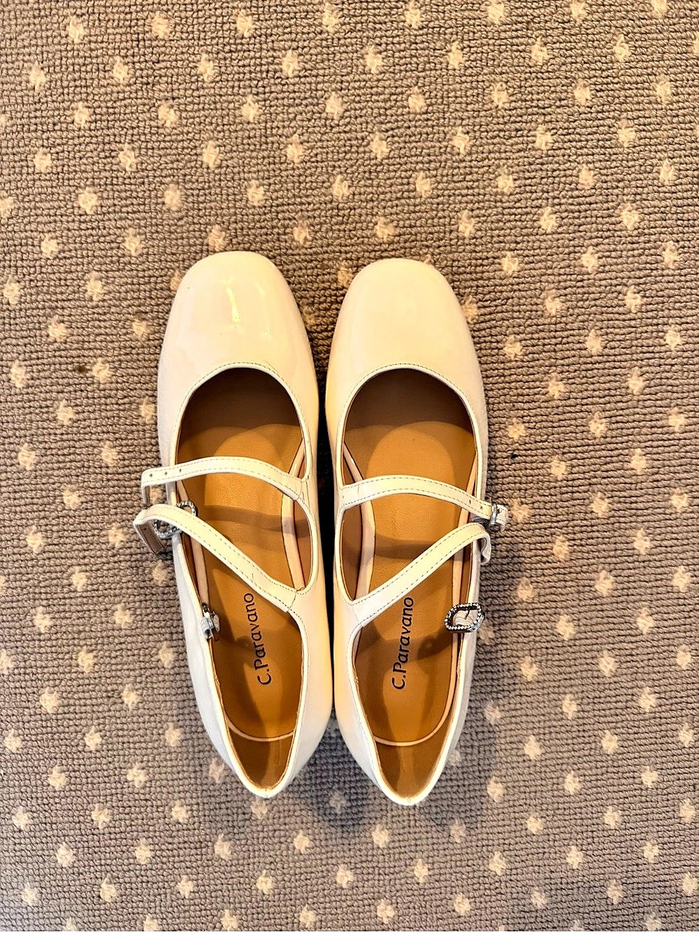 C.Paravano Double-Strap Mary Jane (Clara) Pumps Cream Size EU 37